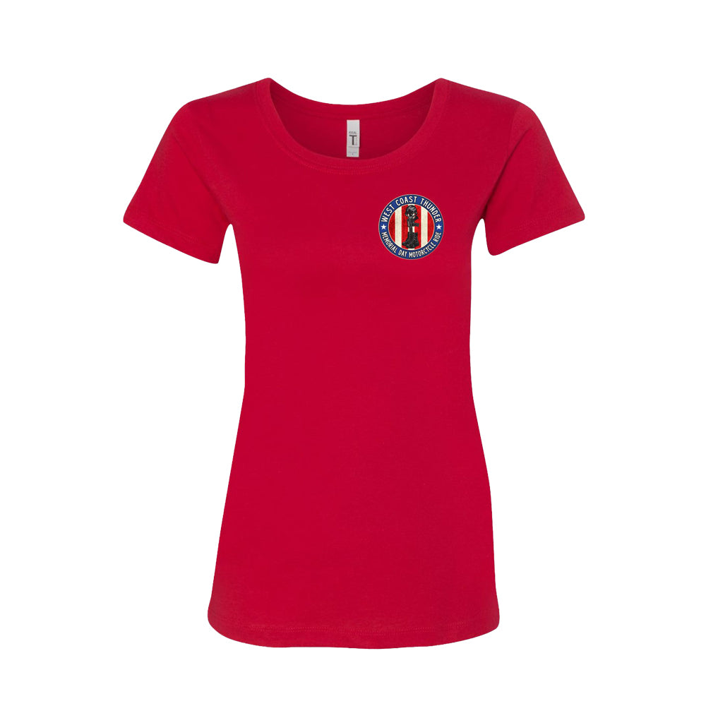 Women's West Coast Thunder Bling Baby Doll T-Shirt - Red